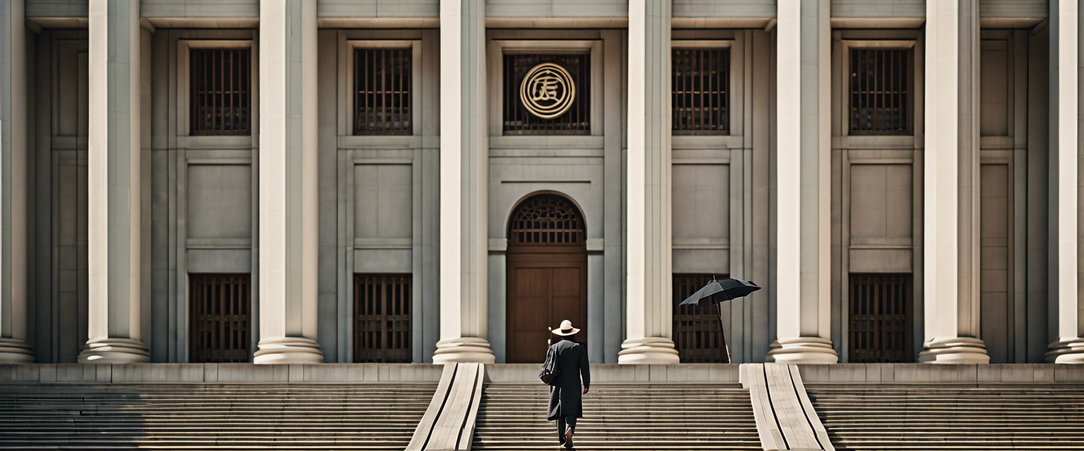 Bank of Japan's headquarters in Tokyo, Japan, symbolizing financial stability.