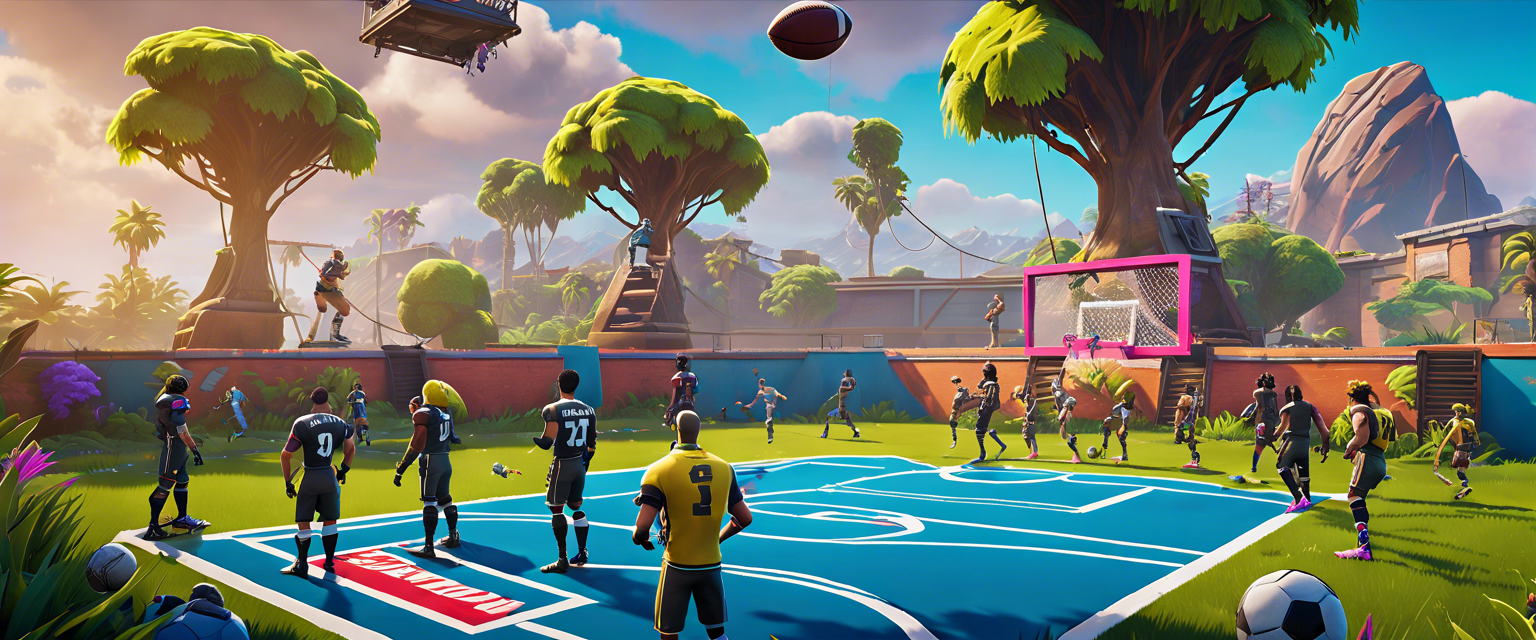 ESPN Football Island gameplay in Fortnite featuring mini-games and challenges.