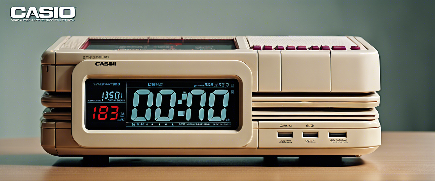 Casio DQD-851J-8JF retro digital desk clock displayed on a desk.