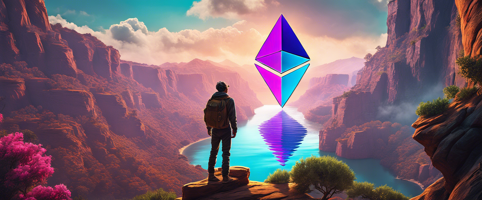 Ethereum logo with price surge information and market analysis.