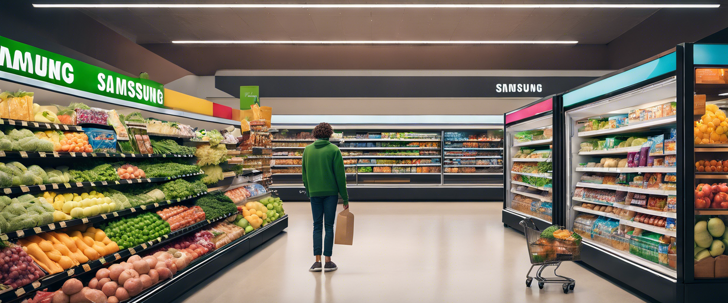 Samsung Bespoke smart fridge with AI-powered grocery management from Instacart.