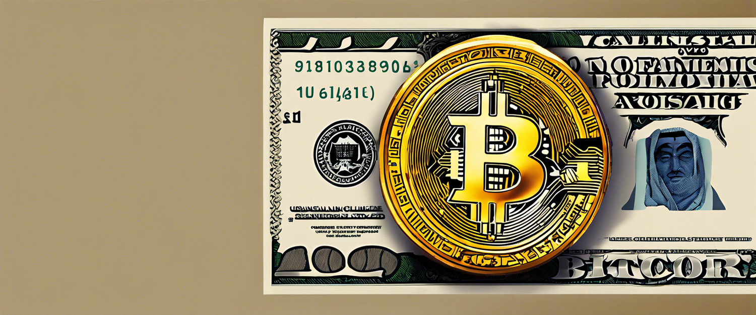 U.S. Justice Department logo with Bitcoin symbol, representing seized currency case.