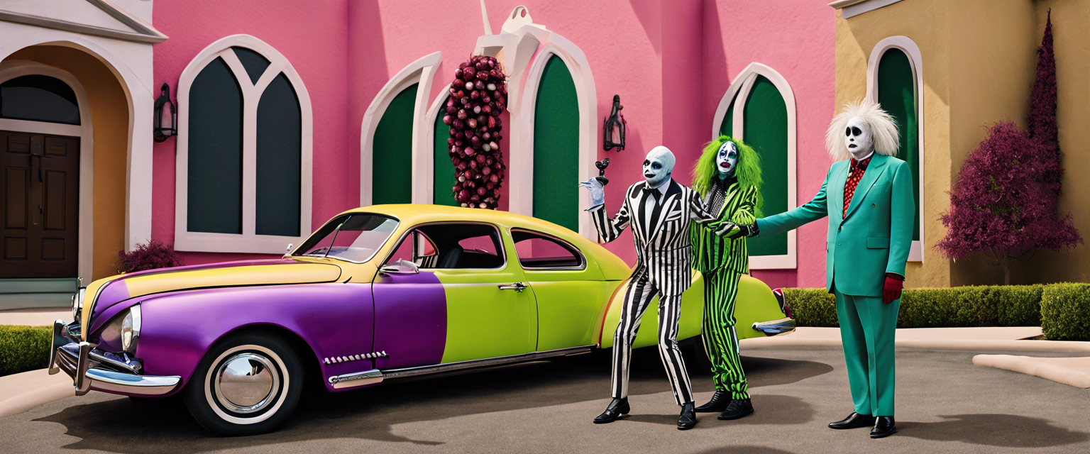 Beetlejuice movie poster featuring iconic characters and holiday theme