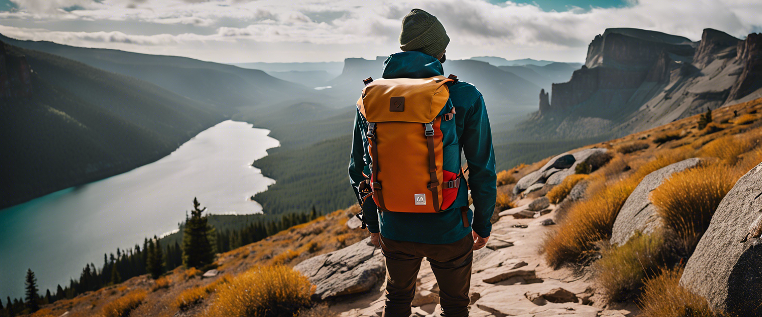 Peak Design 25L Outdoor Backpack in cloud white with various accessories.