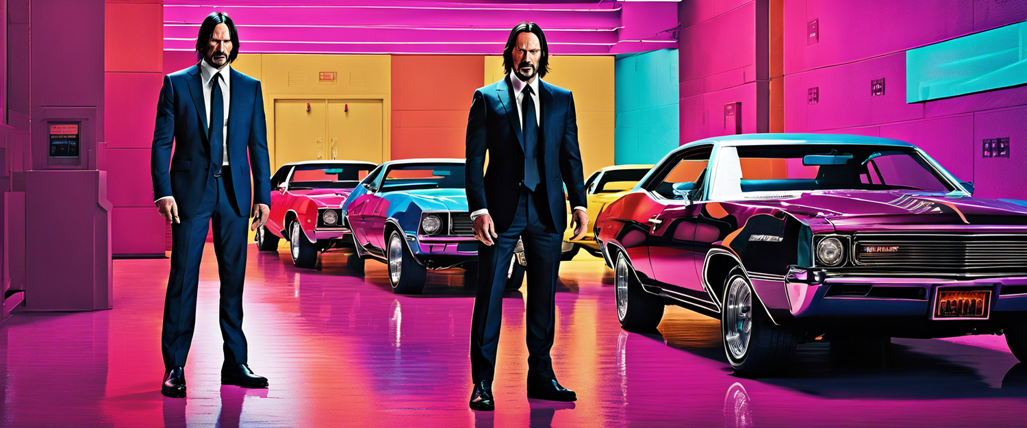 John Wick movie poster celebrating 10 years anniversary.