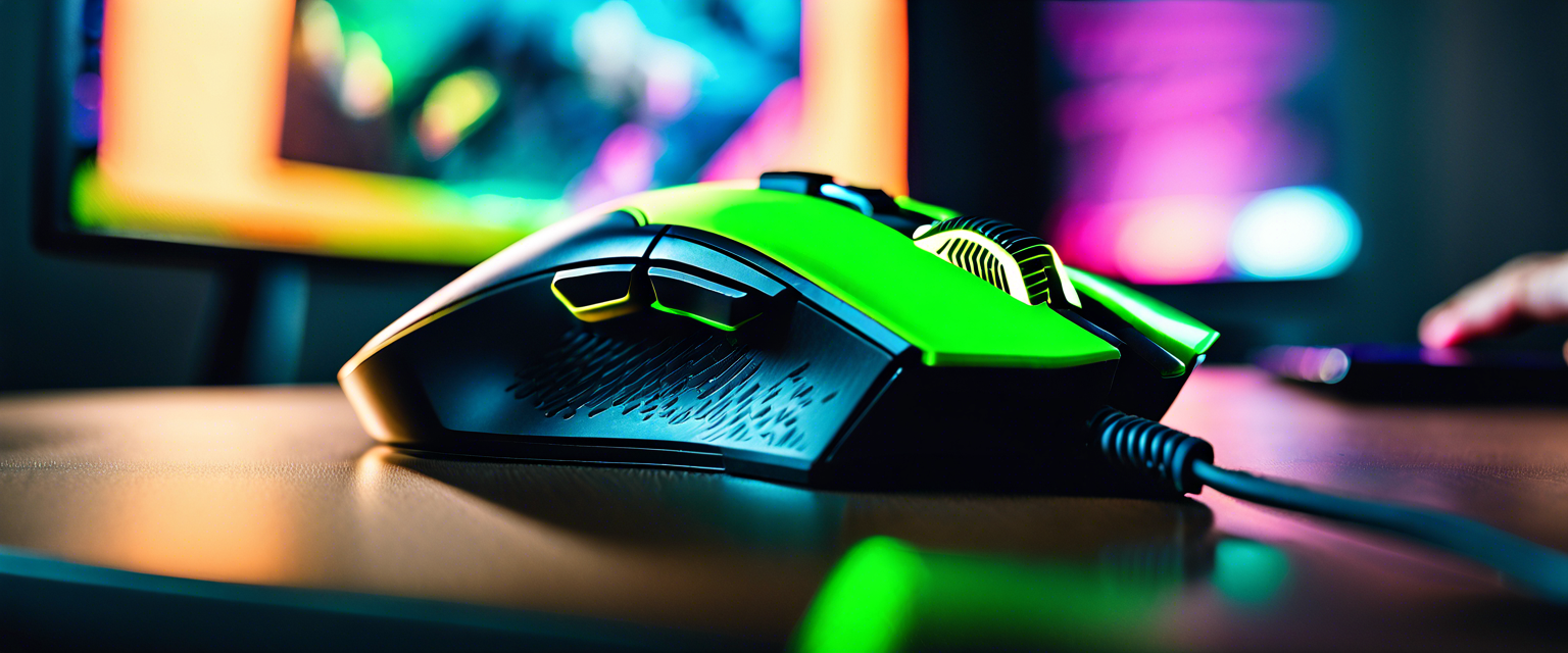 Razer Basilisk V3 Pro gaming mouse on a desk with RGB lighting