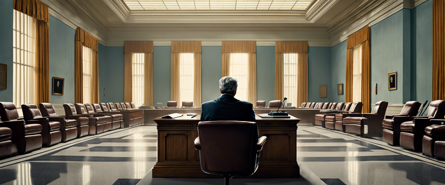 Federal Reserve building with the title regarding Barr's resignation in the foreground.