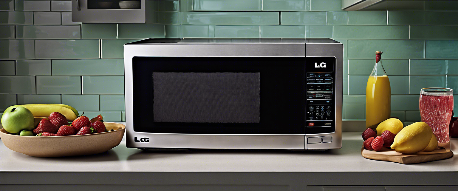 LG microwave with camera and Android tablet showcasing cooking features