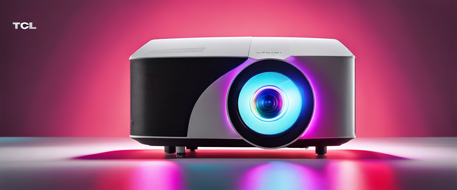 TCL A1 projector with LED speaker and RGB lighting features.