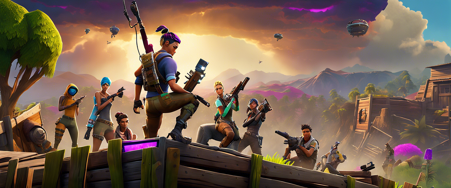 Epic Games logo and Fortnite images showcasing upcoming mobile app store launch.