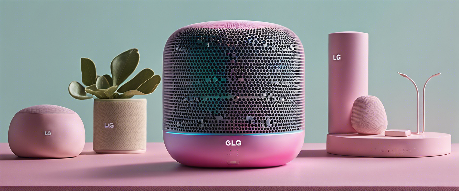 LG On-Device AI Hub smart speaker at CES with heart eyes and popcorn