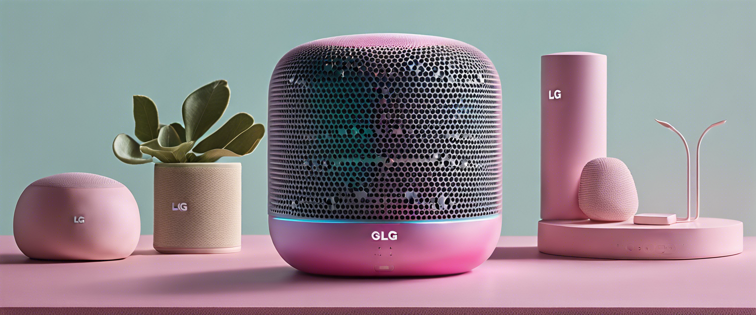 LG On-Device AI Hub smart speaker at CES with heart eyes and popcorn