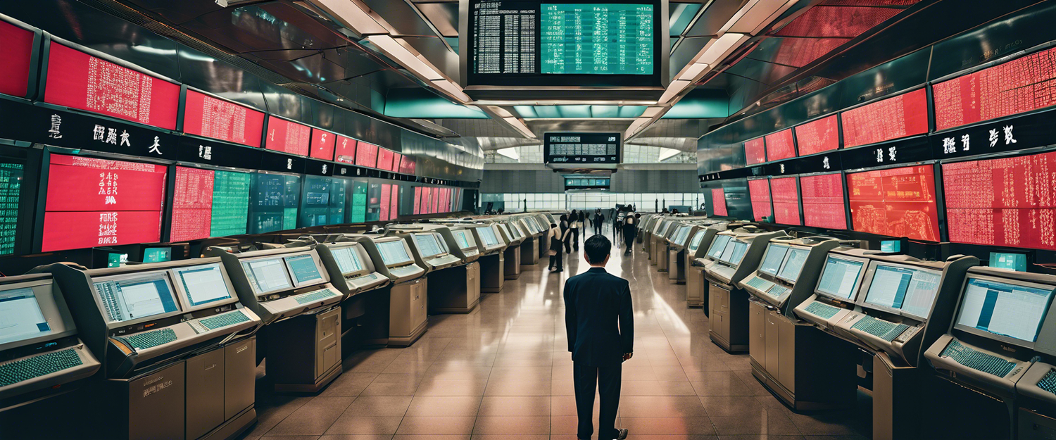 Hong Kong skyline with stock exchange graphics representing virtual asset growth.