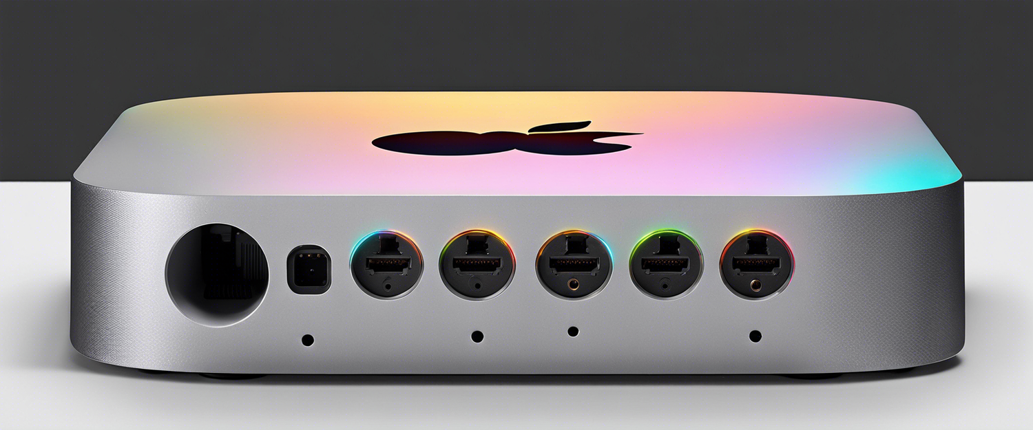 Image of the new Mac Mini showcasing ports and design.