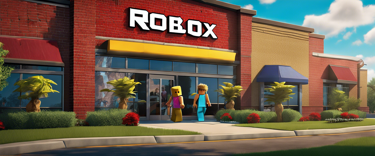 Roblox logo with a warning sign about child safety issues.