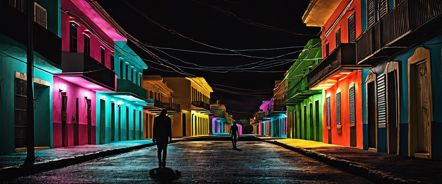 Power outage in Puerto Rico on New Year's Eve, showing dark streets.