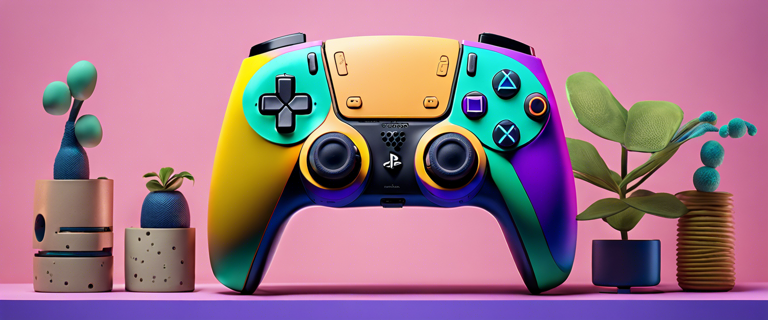 Customized PS5 DualSense controller inspired by GameCube design.