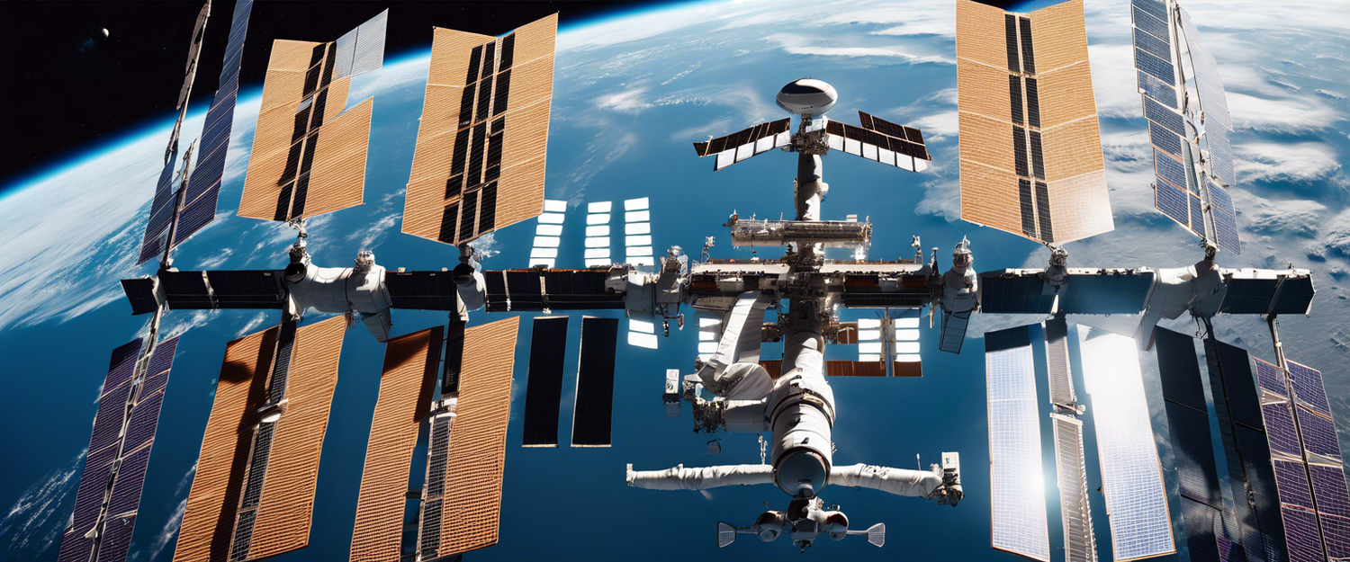 A conceptual image of future commercial space stations in low-Earth orbit.