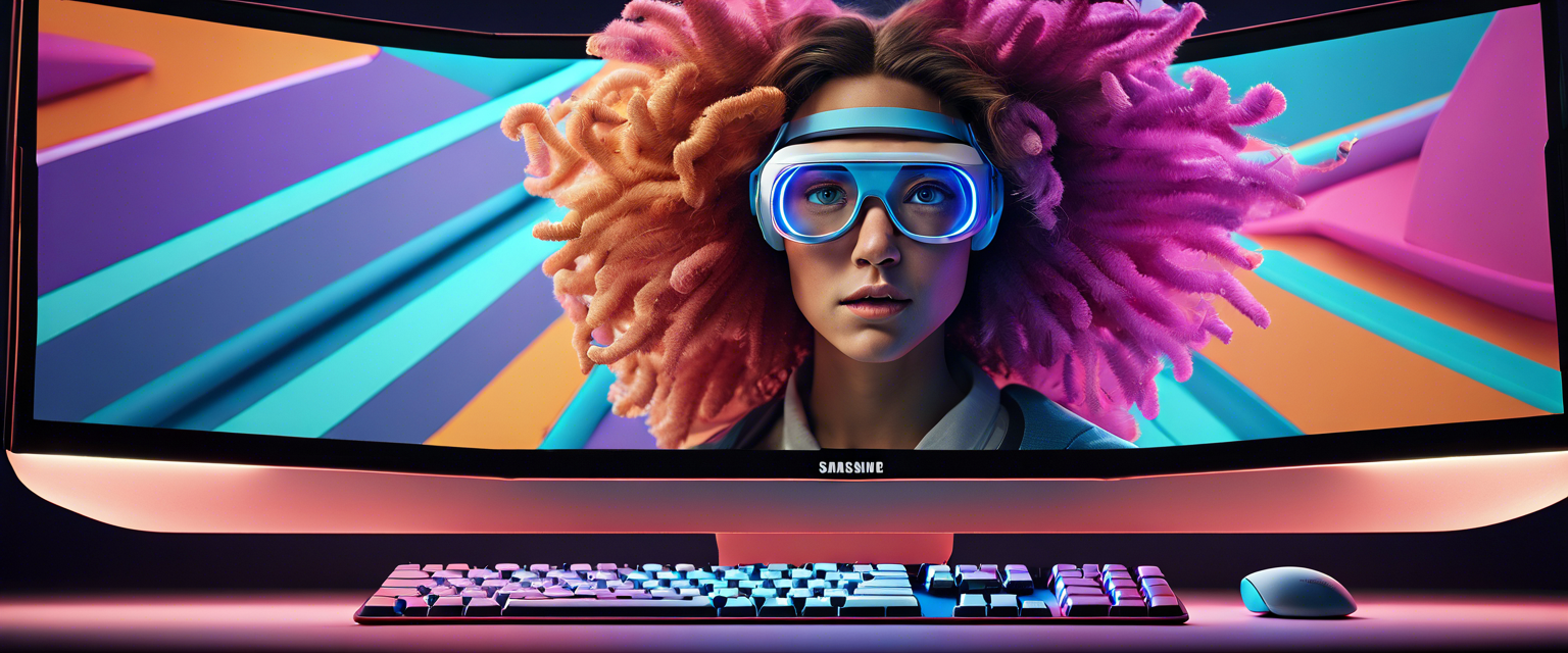 Samsung Odyssey gaming monitor showcasing glasses-free 3D technology.