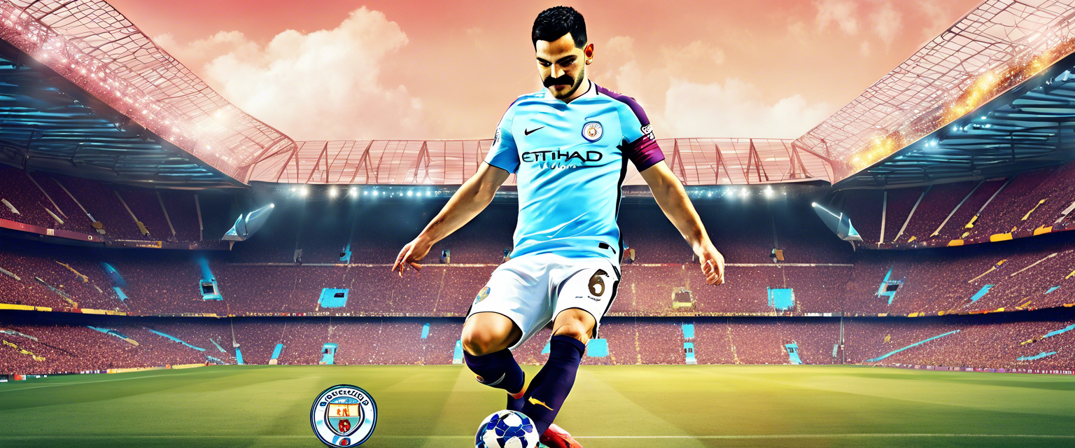 Ilkay Gundogan during his time at Manchester City, celebrating a goal.