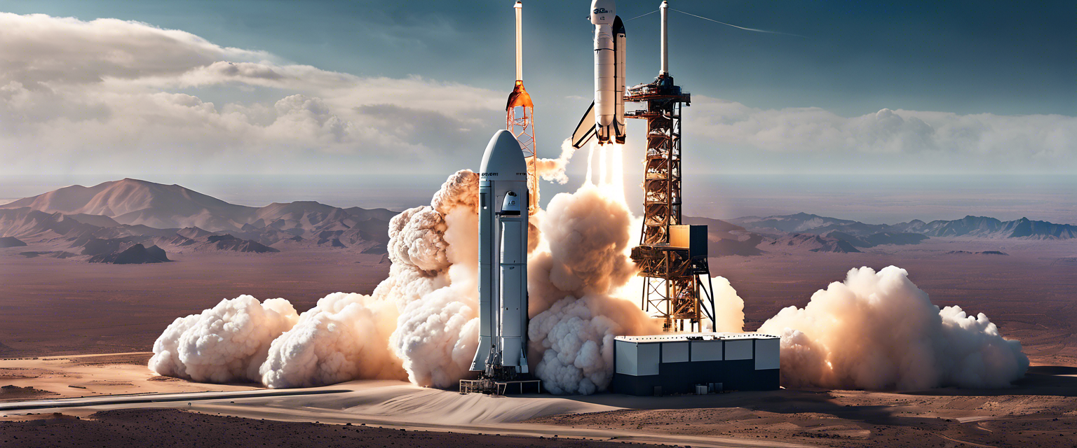 SpaceX logo with a backdrop of a rocket launch.