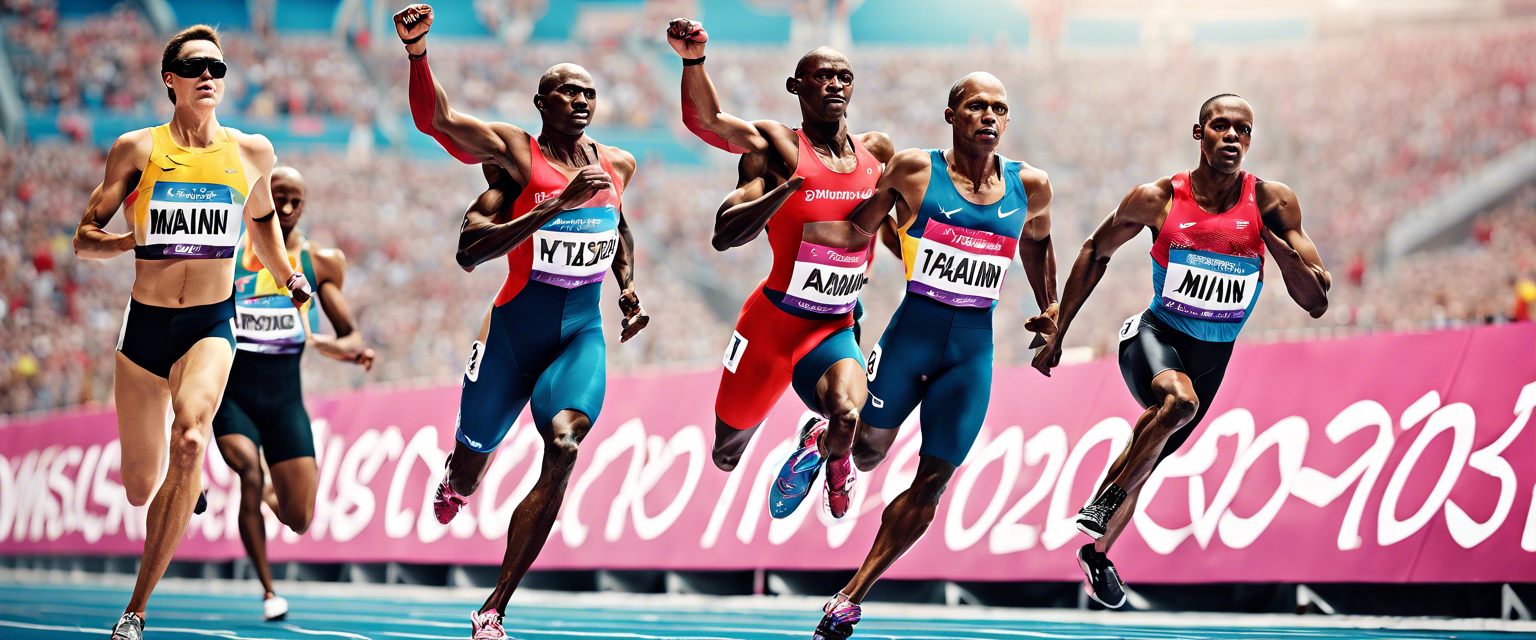 A captivating image capturing a photo-finish moment at the Olympics.