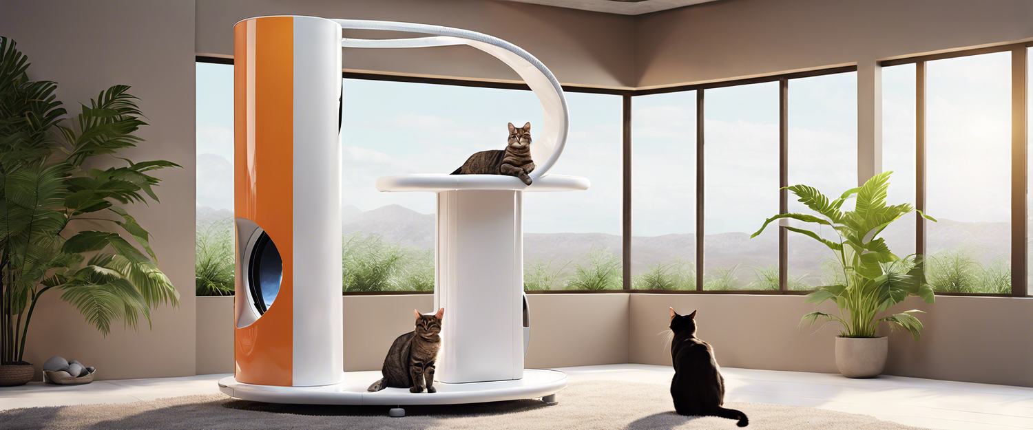 AeroCatTower by LG showcasing air purification and cat-friendly design.