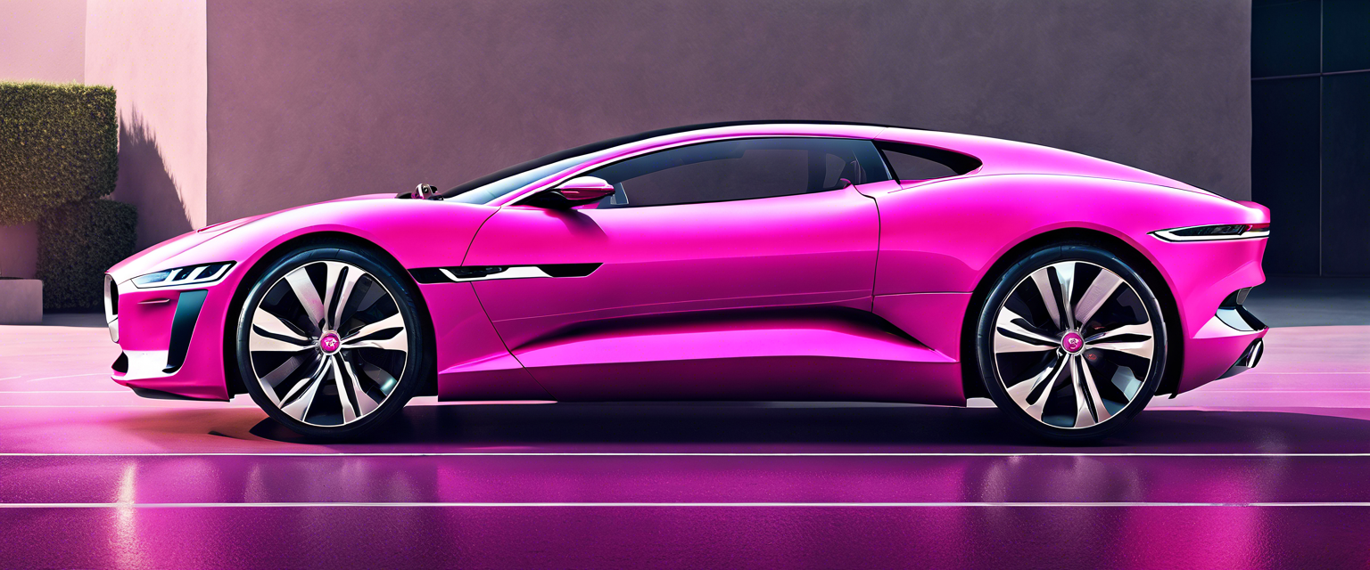 A very-pink Jaguar Design Vision Concept car showcasing luxury and innovation.