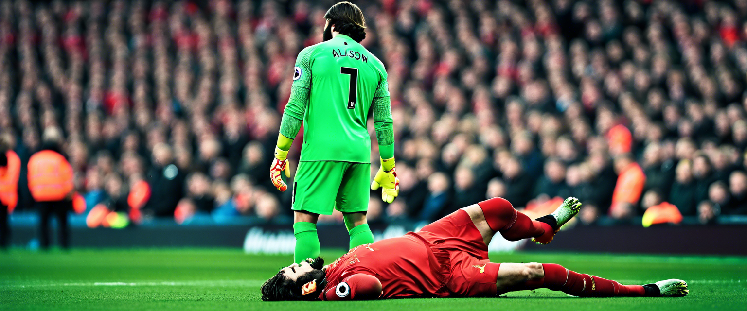 Alisson Becker injured during a Premier League match.