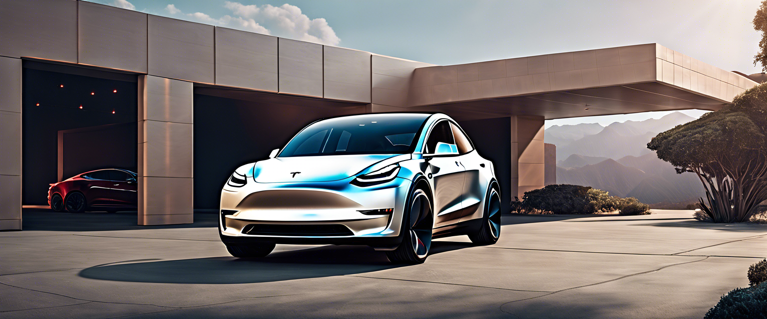 Redesigned Tesla Model Y showcasing features and specifications.