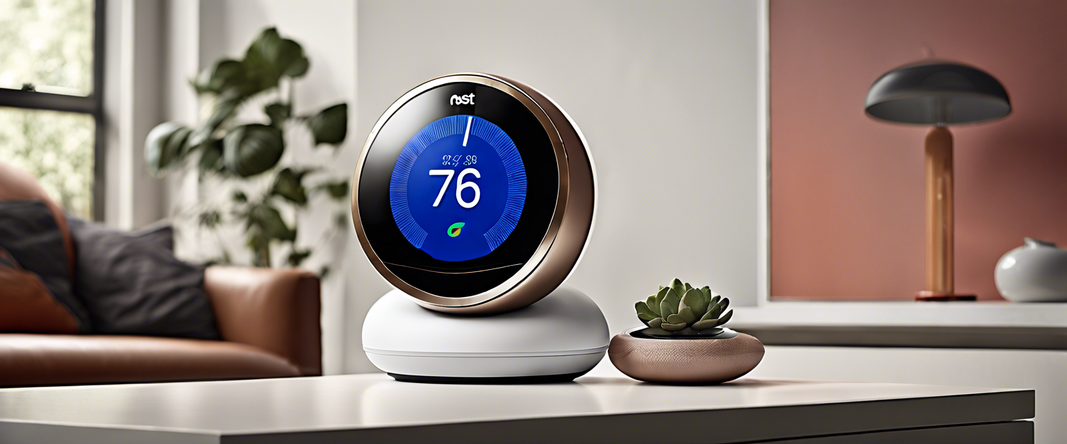 Google's new Nest Learning Thermostat with advanced features and sleek design.