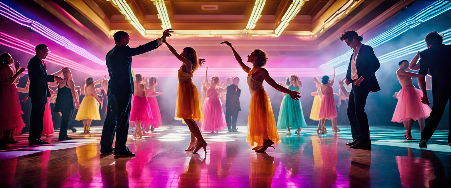 A vibrant dance floor with people enjoying the moment without smartphones.