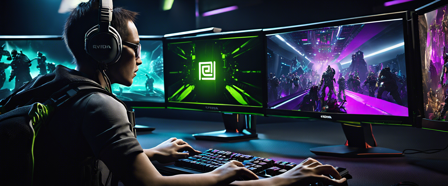 Nvidia GeForce LAN party announcement with gaming PCs and event details.