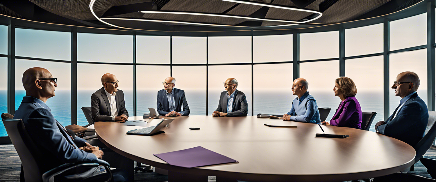 Microsoft CEO Satya Nadella engaging in a business meeting.