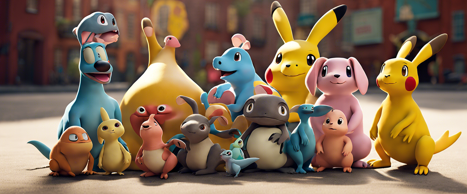 Aardman Animation logo and Pokémon characters in a creative collaboration.