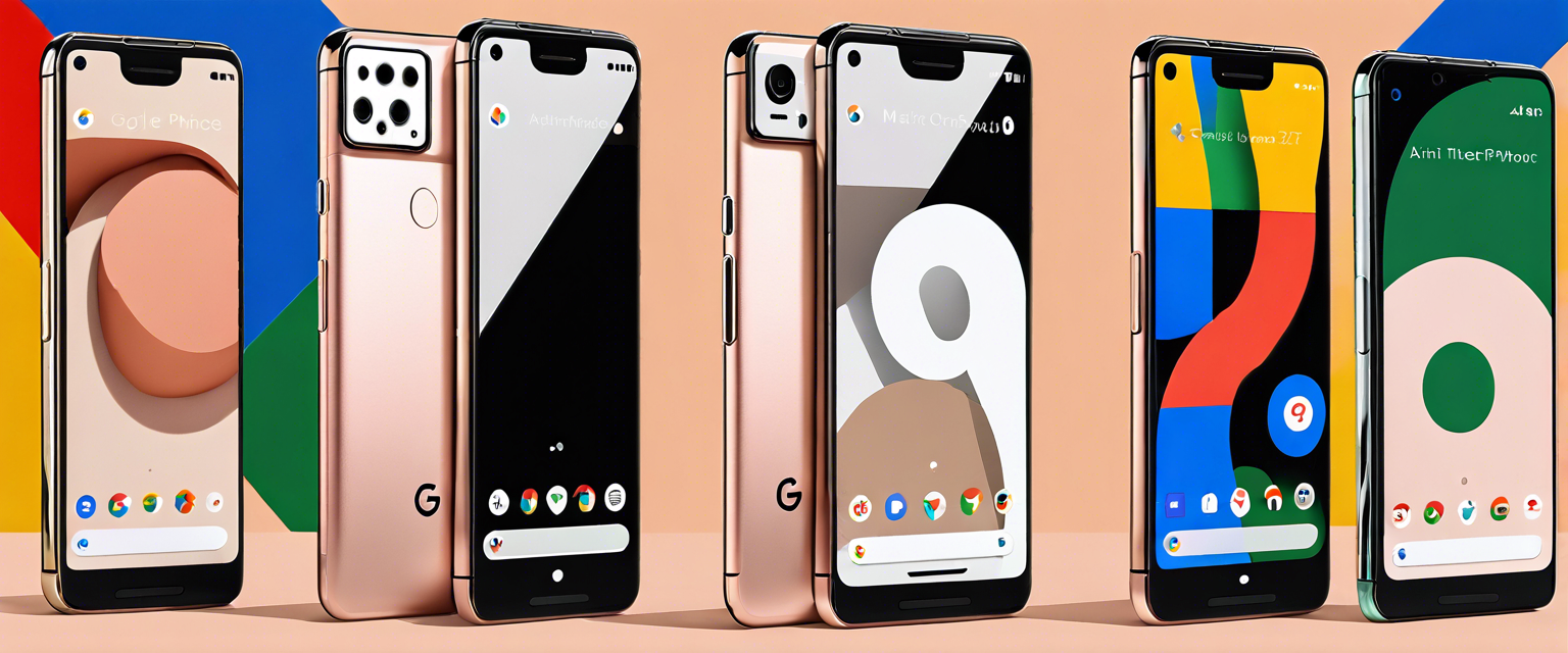 Refurbished Google Pixel 6 and 7 smartphones on display in the Google Store.