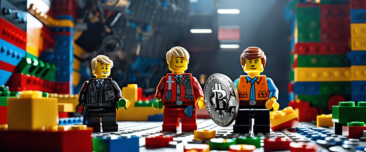 Lego online store showing fake cryptocurrency banner.