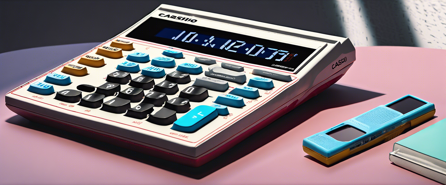 Casio Comfy JT-200T solar-powered calculator in muted colors with hidden solar panel.