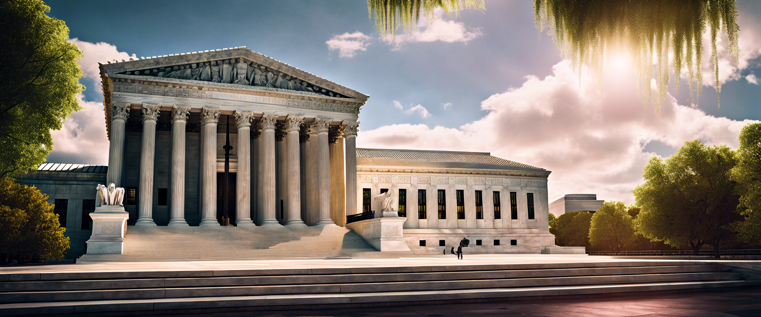 Supreme Court building with legal documents representing Nvidia lawsuit.