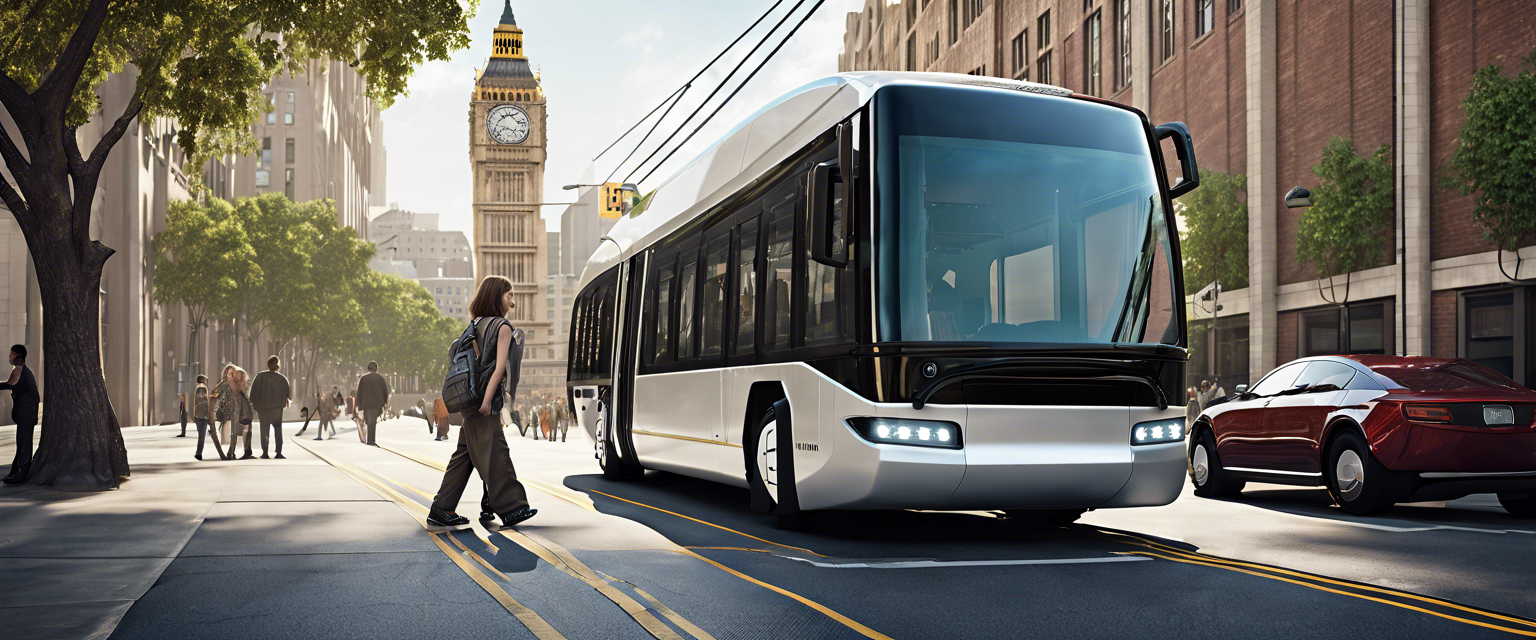 All-electric mini-bus by May Mobility with swappable batteries carrying 30 passengers.