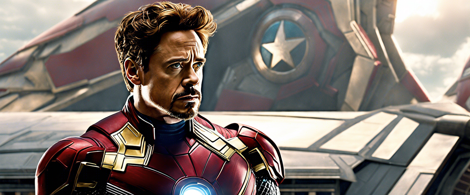 Marvel logo with images of Robert Downey Jr. and Russo brothers, symbolizing MCU's return.