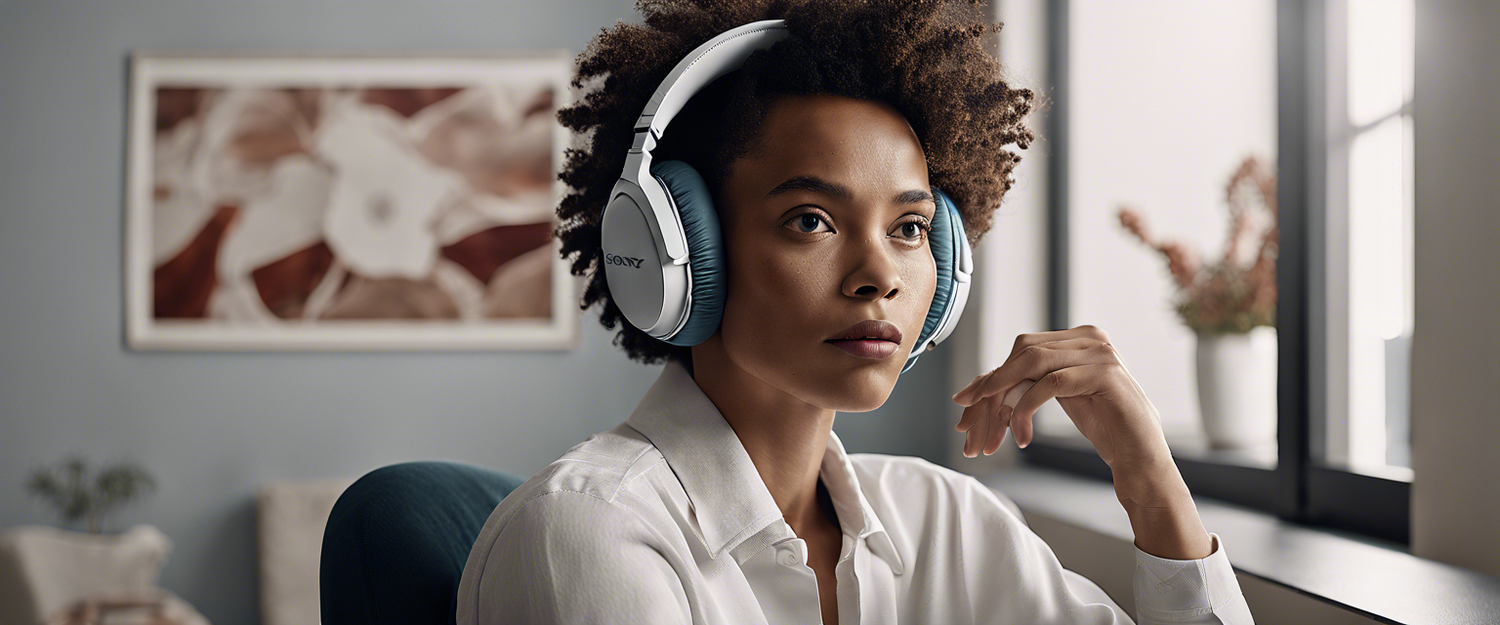 Sony WH-1000XM4 headphones on sale, showing sleek design and controls.