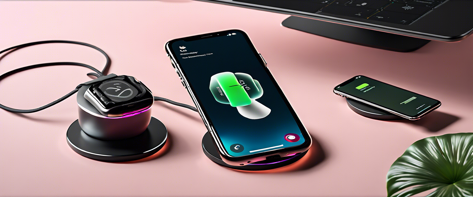 Satechi Trio Wireless Charging Pad with three devices charging