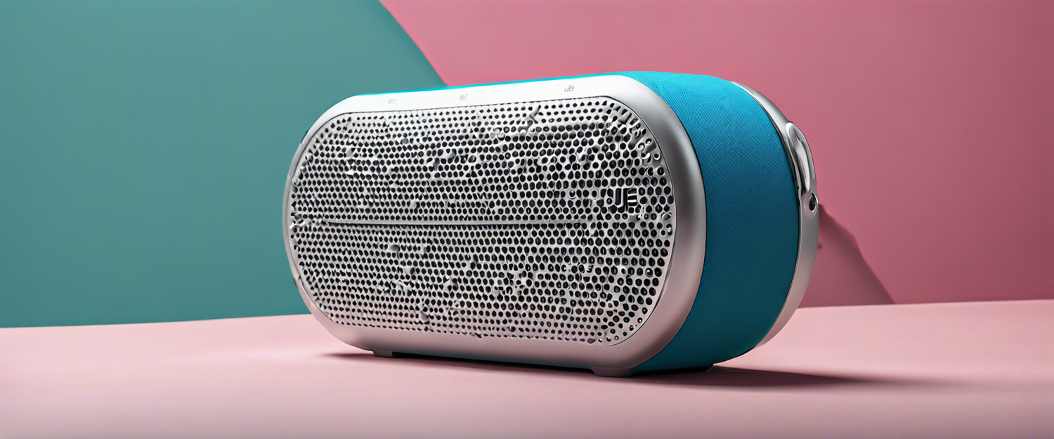 UE Miniroll portable Bluetooth speaker with strap, charging via USB-C.