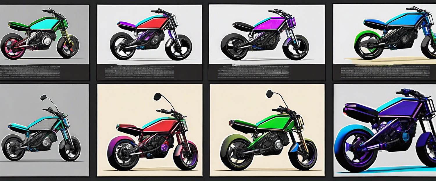 Dab 1a electric motorcycle with Game Boy Color theme showcased against a vibrant background.