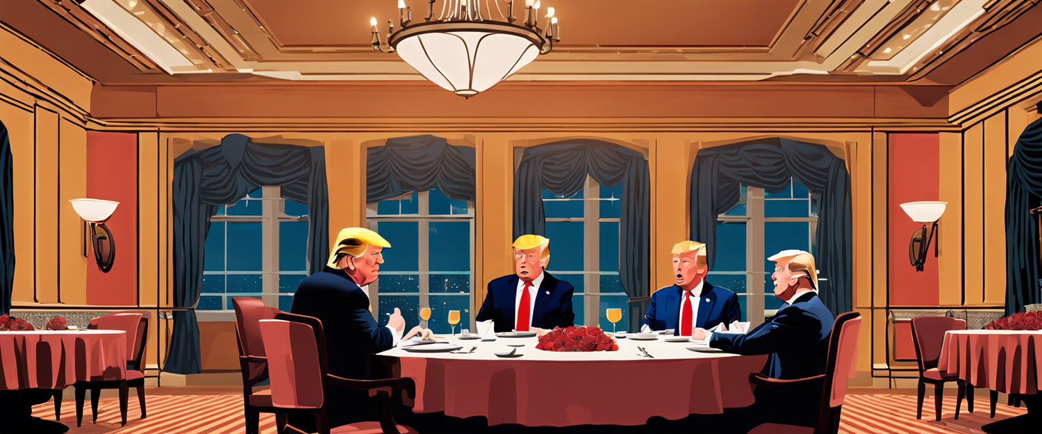 Jeff Bezos and Donald Trump dining together in an unexpected meeting.