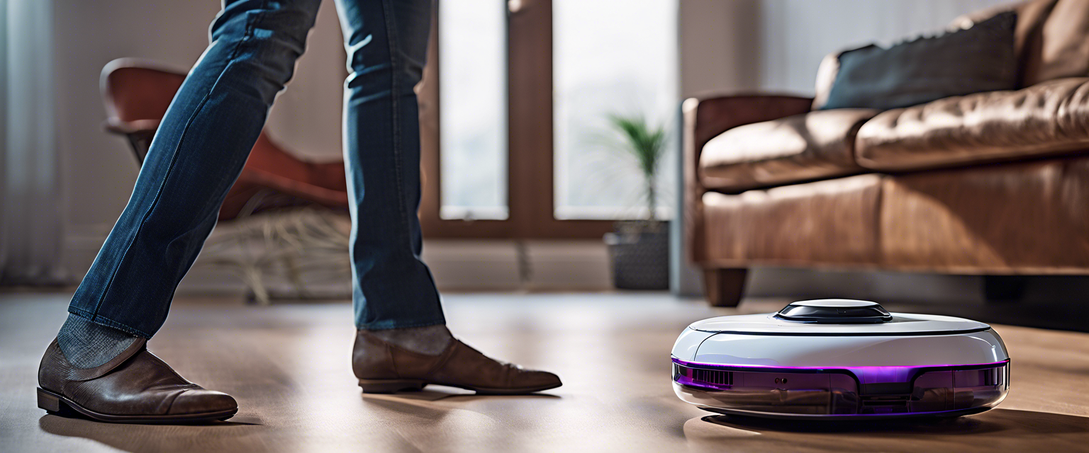 Eufy E20 Robovac transforming from robotic mode to handheld vacuum.