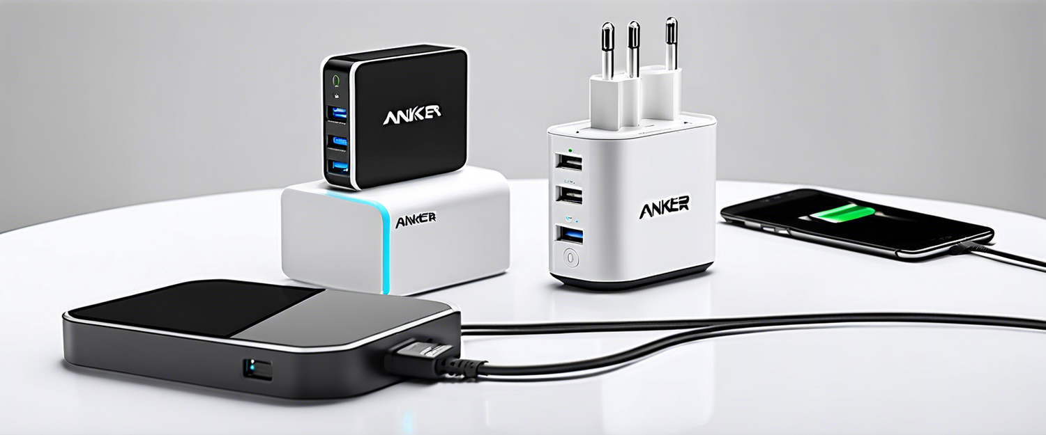 Anker 140W wall charger designed with ports on bottom for stability.