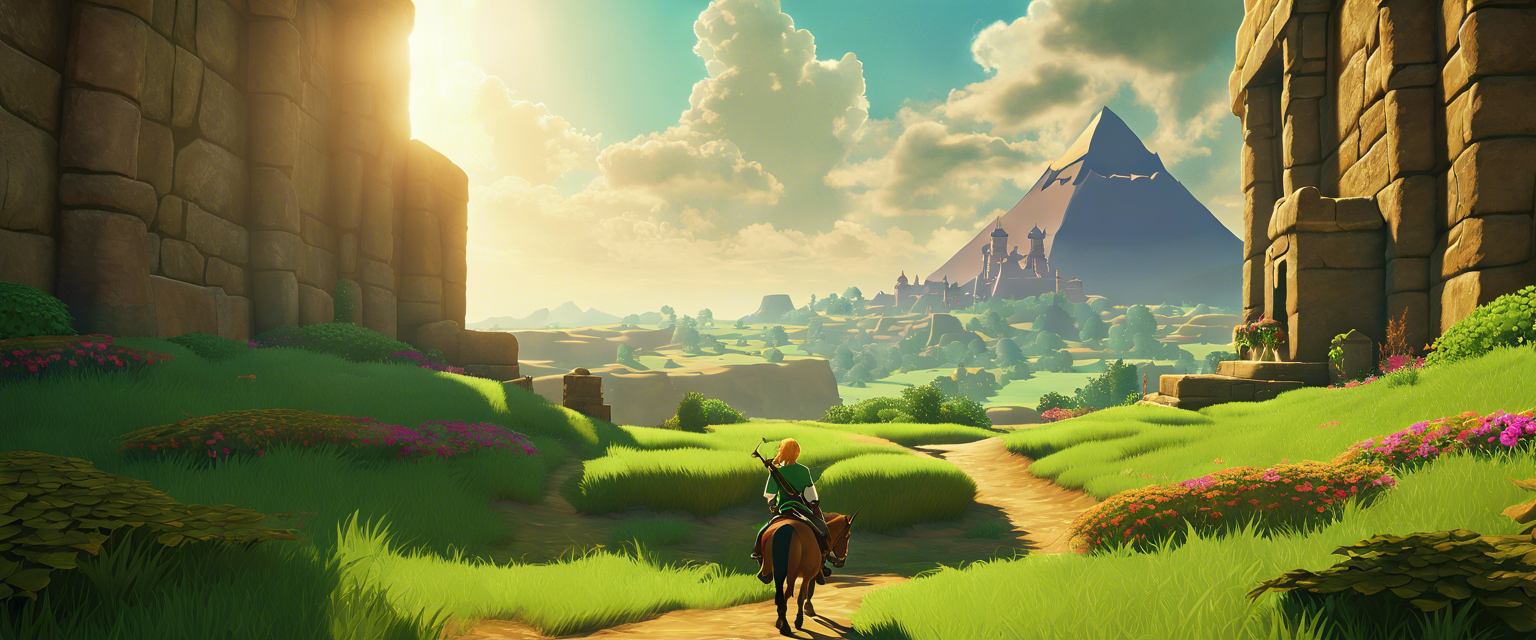 Zelda showcasing new powers in the open world of Hyrule.