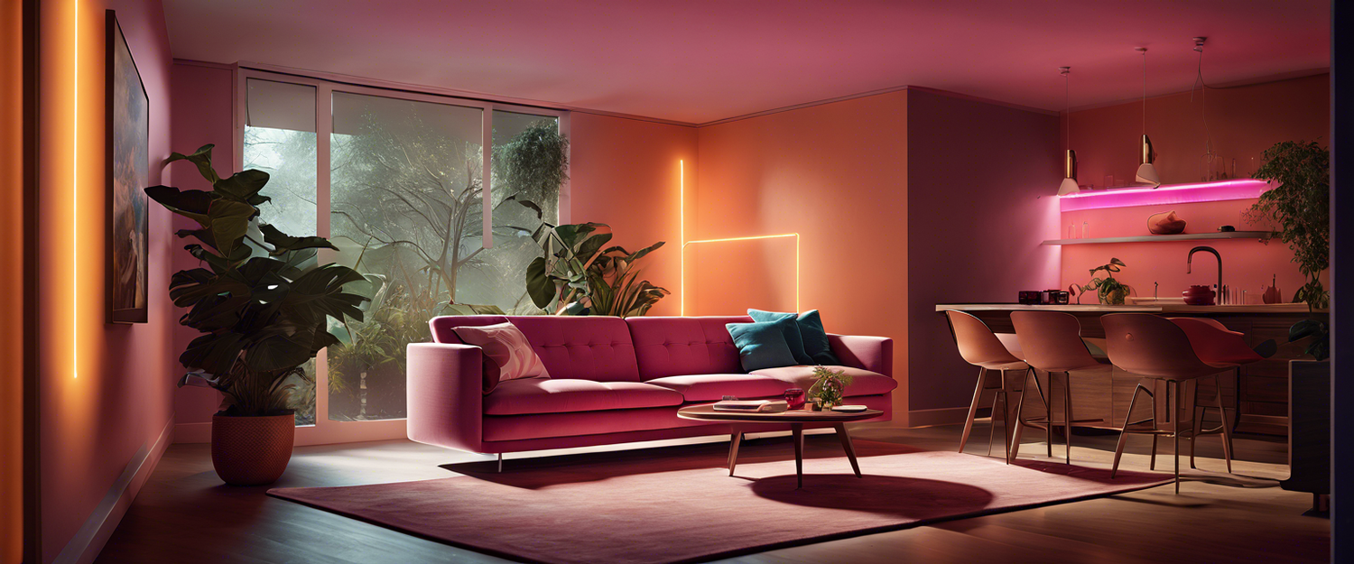 Philips Hue AI-powered lighting assistant showing different customizable scenes.